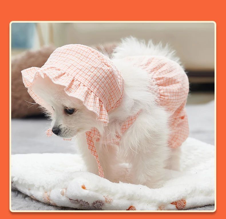 Title 8, Dog Clothes Set Orange Pet Jumpsuit With Hat Fa...