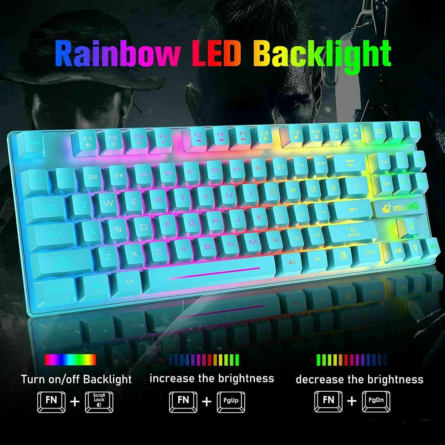 T87 Wireless Gaming Keyboard And Mouse Rainbow Backlit For PC Mac PS4 Xbox One