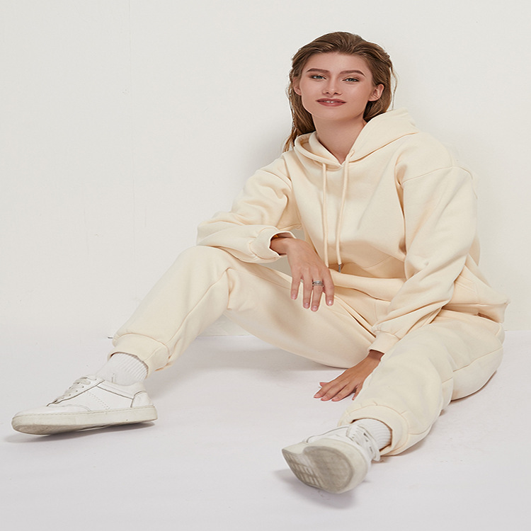 Hooded Trousers Suit, Long-sleeved Plus Cashmere Casual Sportswear Suit