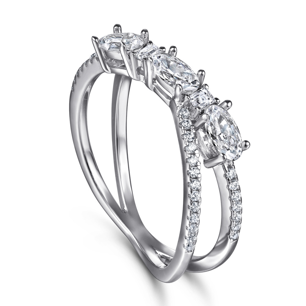Rings 925 Silver Rotary Cross Denier Zircon Ring Women''s Wedding Engagement Ring — foto 2