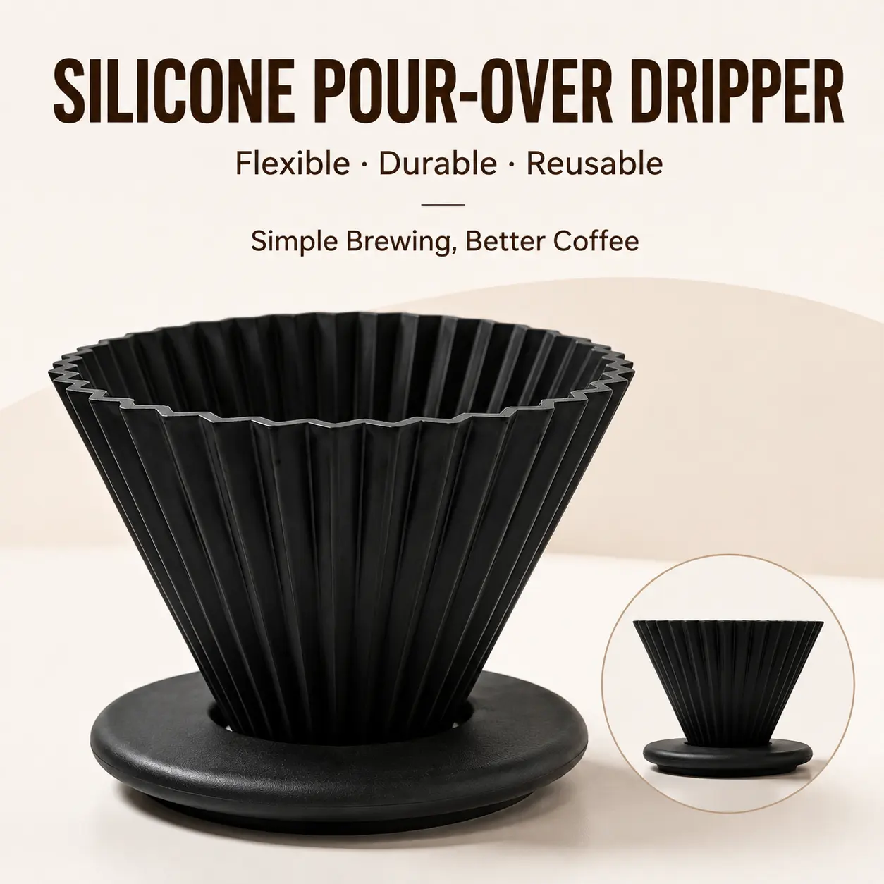 Reusable Silicone Pour Over Coffee Dripper Portable
