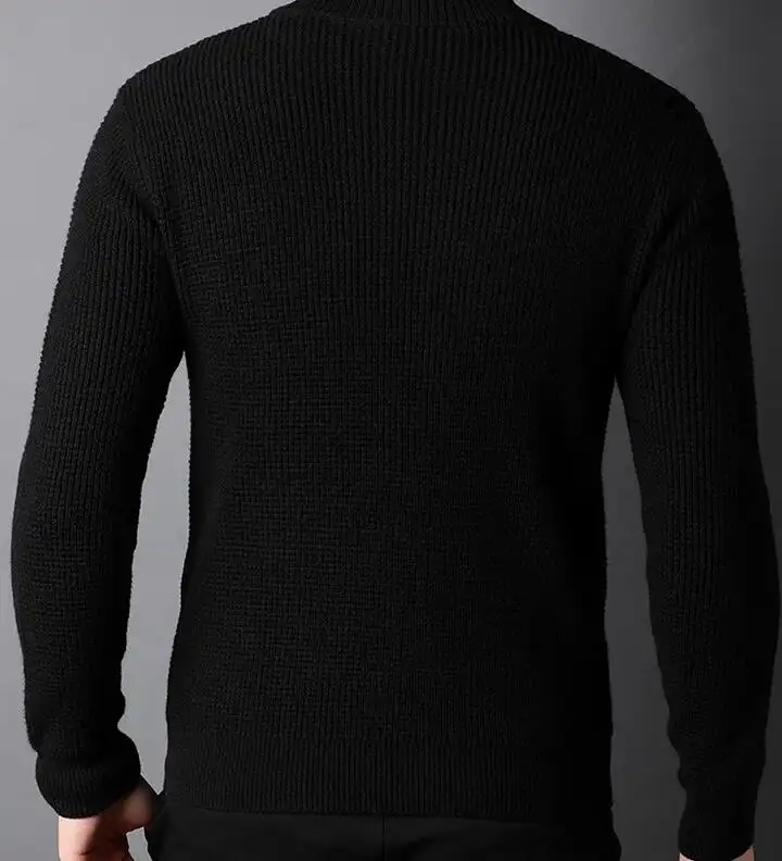 Men's Stand-up Collar Zipper Long-sleeved Sweater Coat