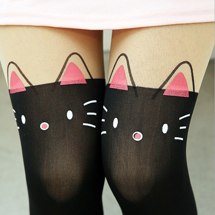 Title 5, Printed stitching white cartoon stretch stockings