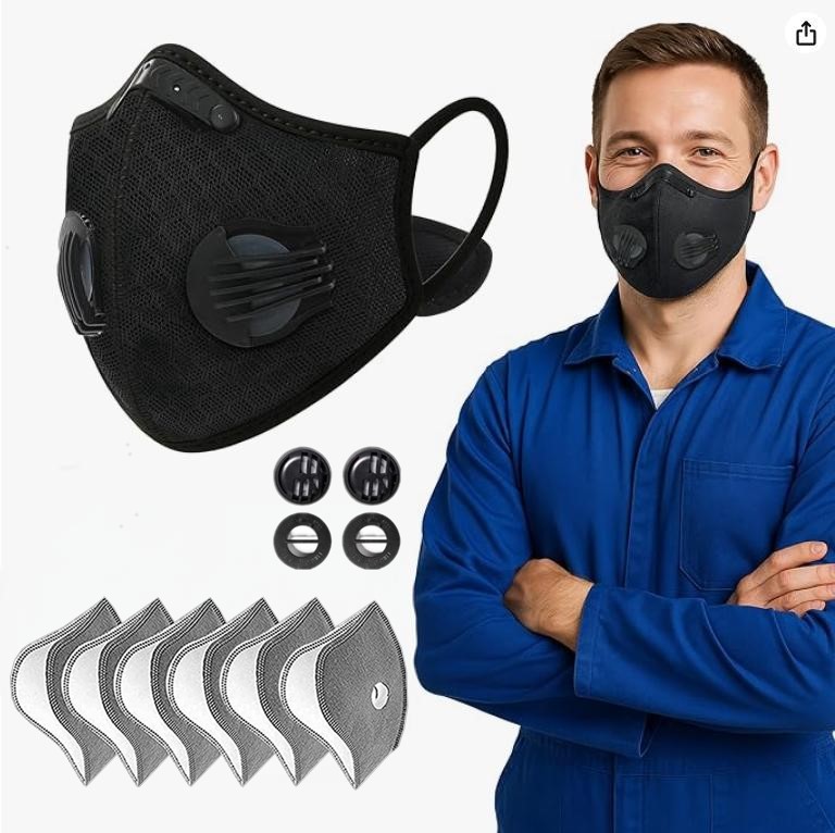 Sport Cycling Face Mask With Active Carbon Filter Breathing Valves Washable — image 2