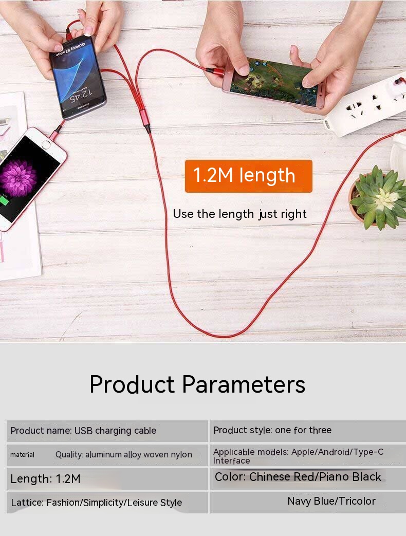 Title 1, Lengthened 2 3 M Fast Charging Three-in-one Mul...