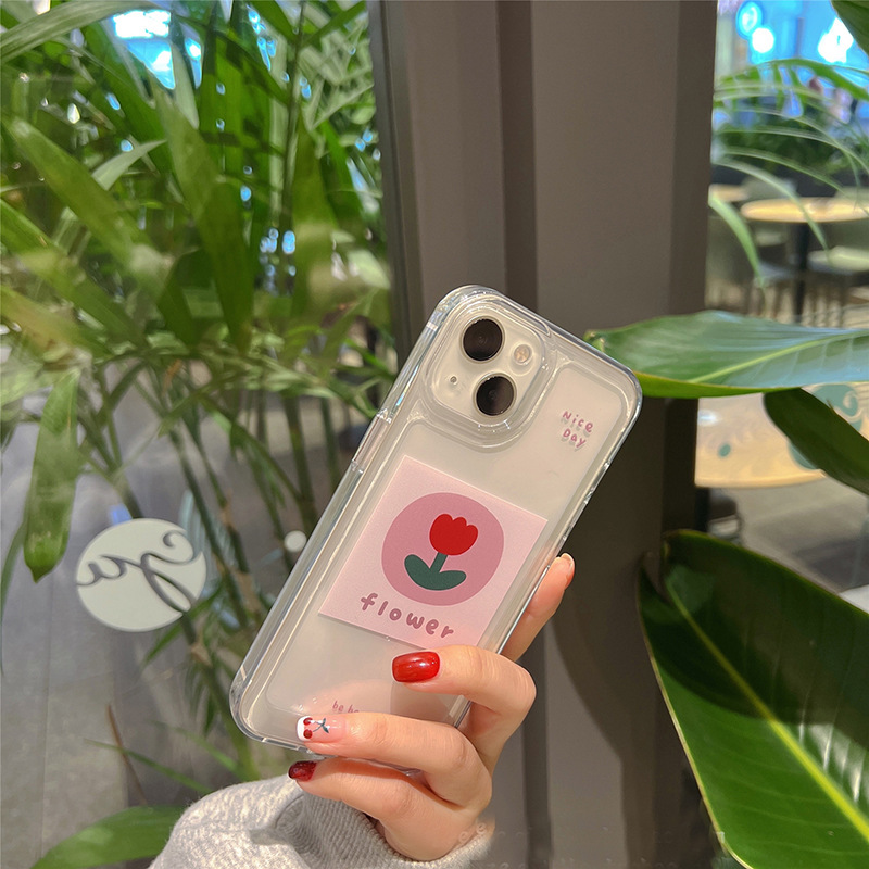 Three-dimensional Flower Transparent Simple Mobile Phone Case