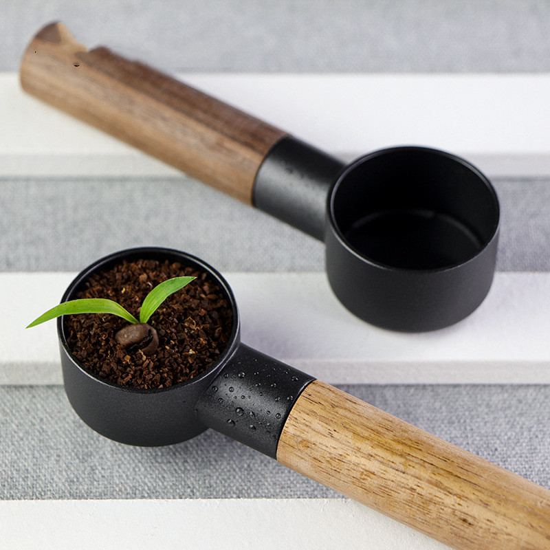 Coffee spoon measuring spoon bean scoop with solid wood