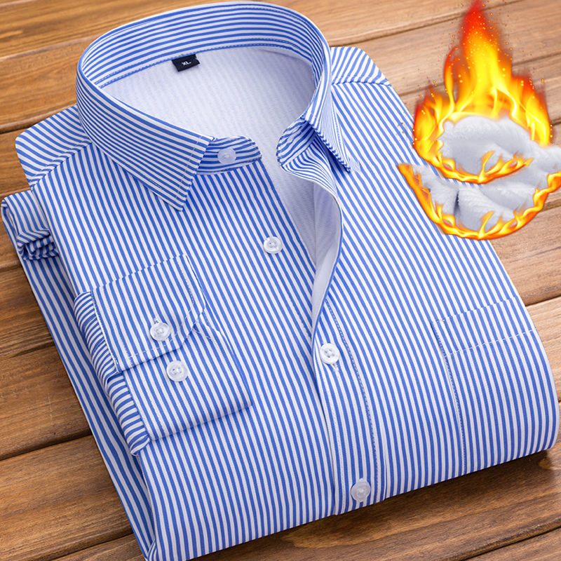 Men's Warm Shirt Plus Velvet Padded Long Sleeves