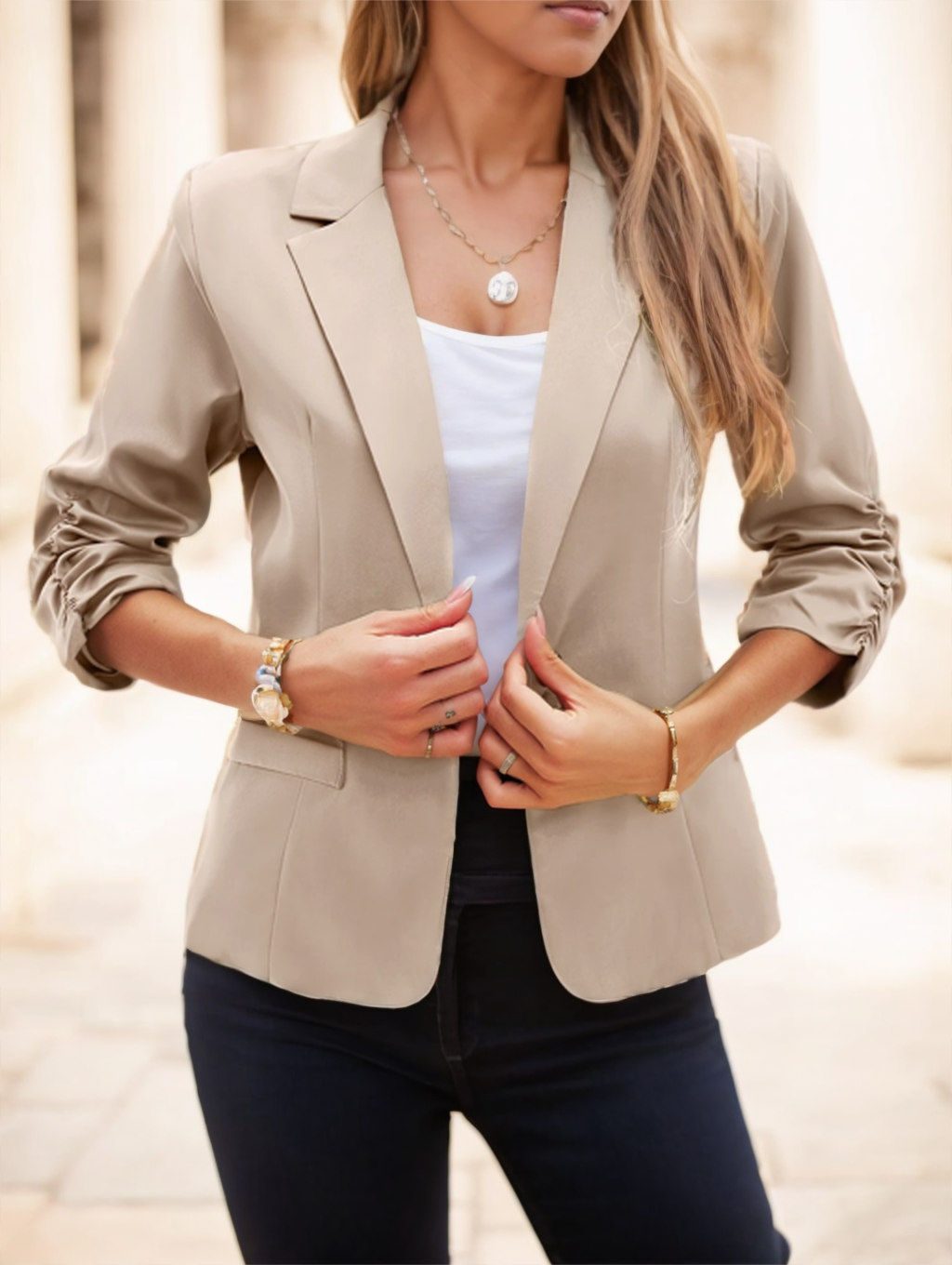 Women's  Casual Blazer 3-4 Sleeve, Polyester, Machine Washable