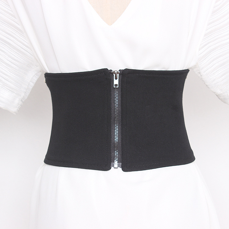 Title 3, Elastic Black Denim Rivet Irregular Waist Girdle