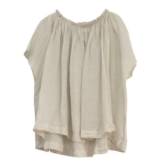 Summer Slightly Transparent Loose Large Size Dolman Sleeve Blouse Beige - Shop at LoveMi