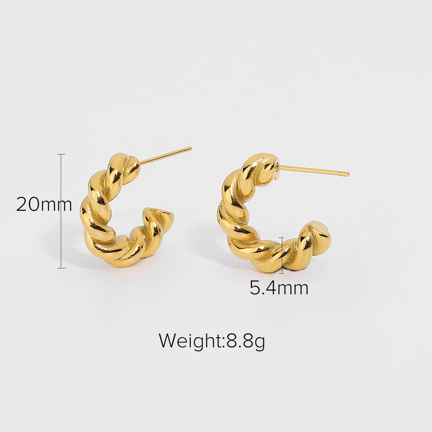 Ladies Twist Spiral Hoop Earrings 18K Gold Plated