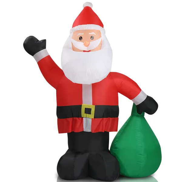 6 FT Lighted Christmas Inflatable Decor, Inflatable Santa Claus With Large Gift