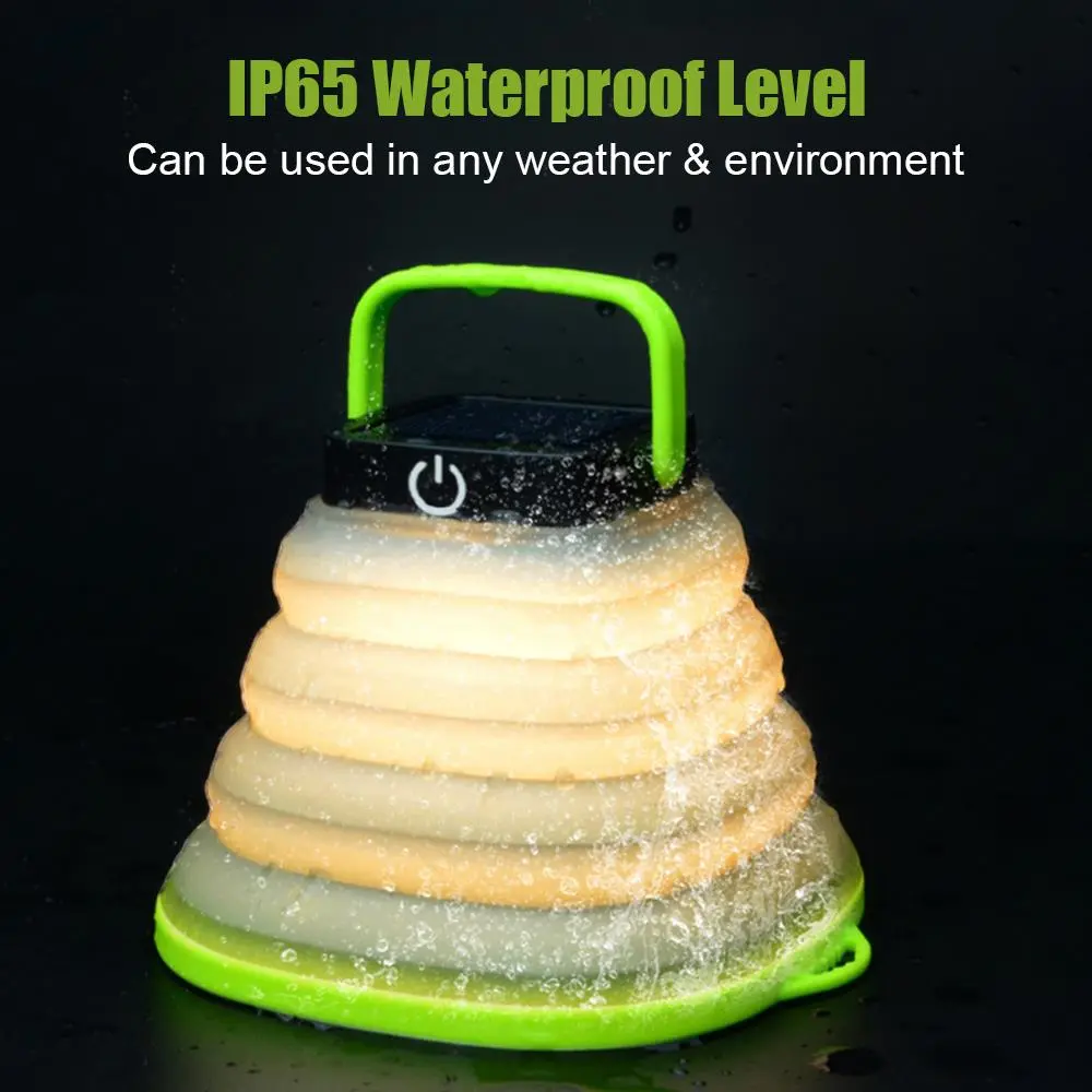 Collapsible Camping Light IP68 Waterproof Solar Foldable Lantern Solar Tent Lighting USB Rechargeable Outdoor Night Tools – image 4