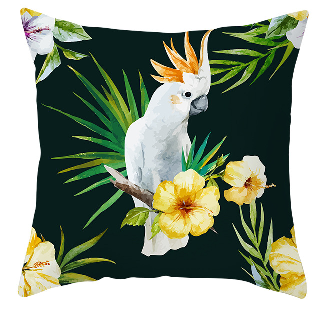 Title 18, Housse de coussin perroquet oiseau plantes trop...