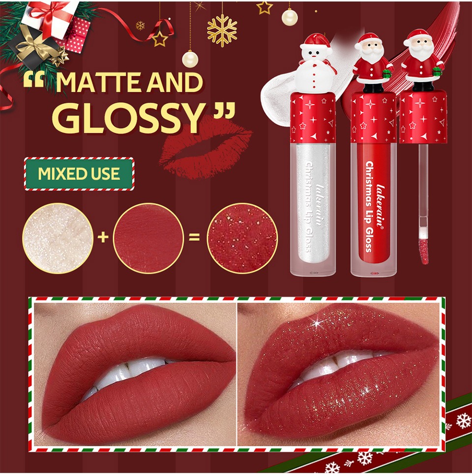 Christmas Gift Christmas Lip Gloss Set 6-Piece Red Matte Velvet Lip Gloss