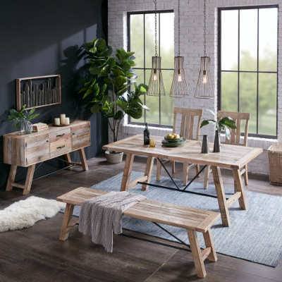 Reclaimed Wood Dining Bench Seating - Image 2 of 13