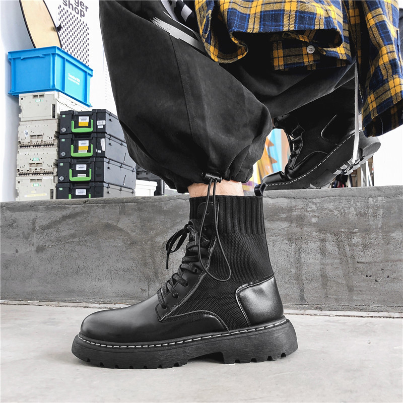 Title 5, Trendy Martin Boots Male British Style Black Lo...