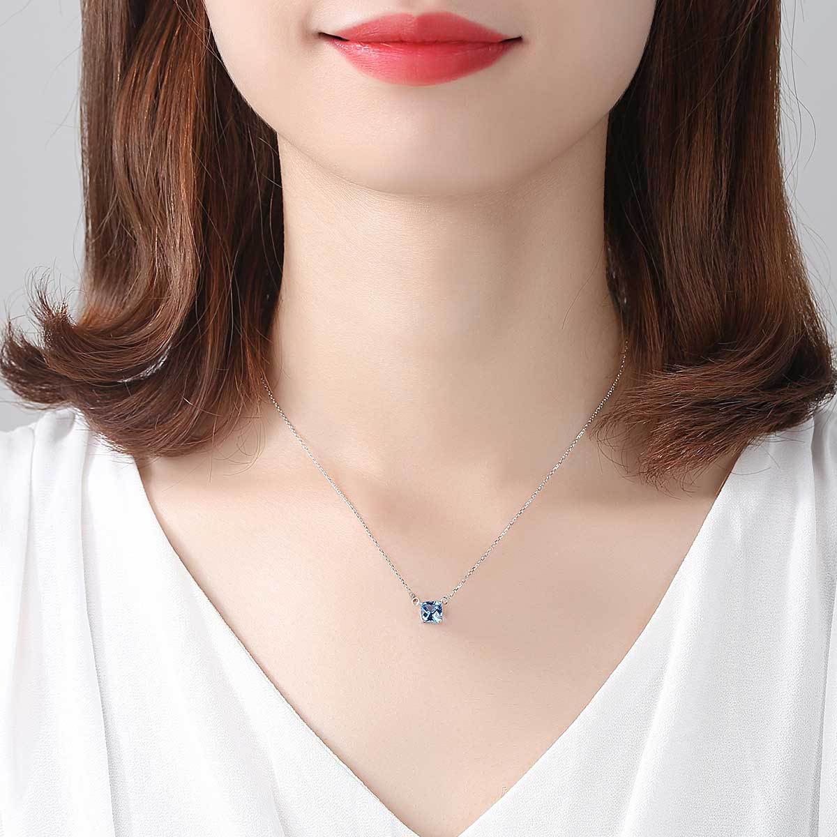 Title 1, 925 Silver Pendant Silver Blue Crystal Korean S...