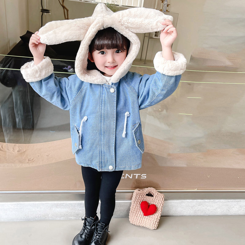 Girls' Denim Jacket Girls' Baby Plus Velvet Thickening — foto 3