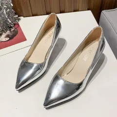 Large Size 43 High Heel Women's Fashion Shoes - Silver - View 1