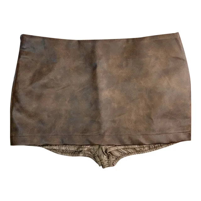 Punk Girls' Worn Slim Fit Short Leather Jacket Skirt - Shop at LoveMi