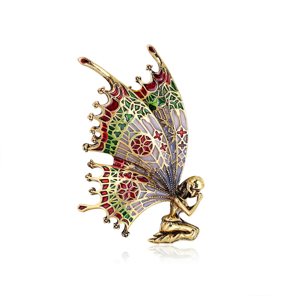 Fashion Vintage Butterfly Angel Brooch - Gold
