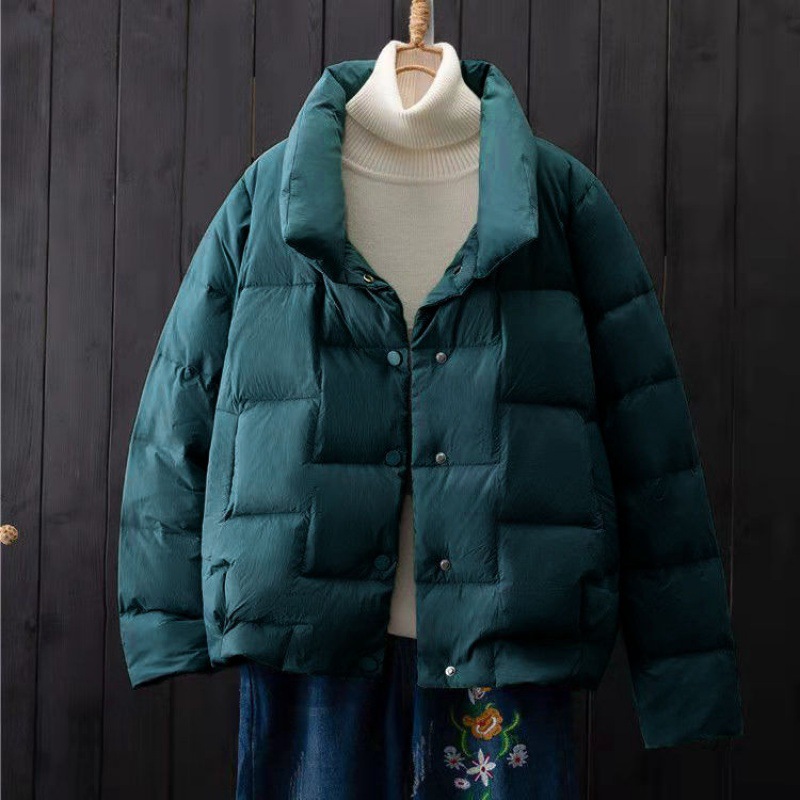 Baseball Uniform Thin Padded Jacket Women's Stand up Collar Padded Jacket Grey - Shop at LoveMi