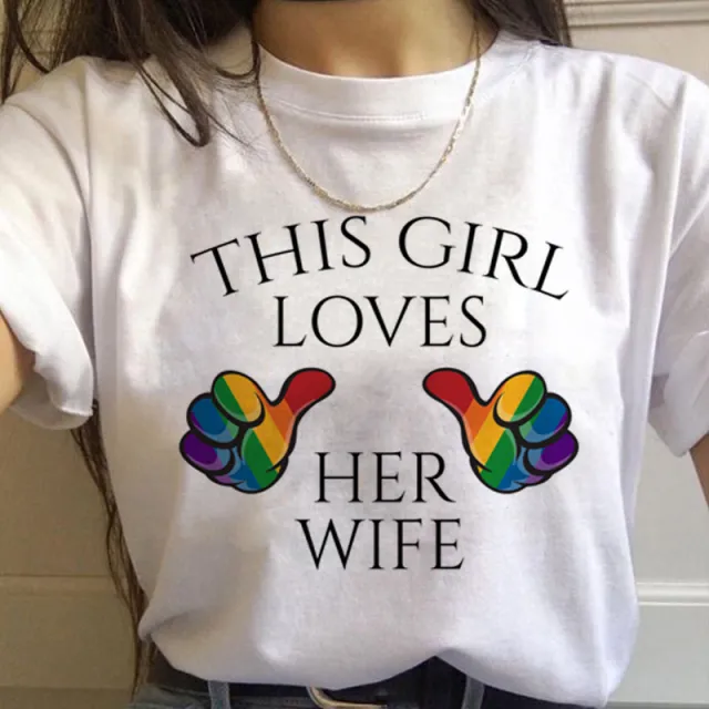 WomenT Shirts Gay Pride Rainbow Gay Short Sleeve Ladies T shirt Girlfriends Z - Shop at LoveMi