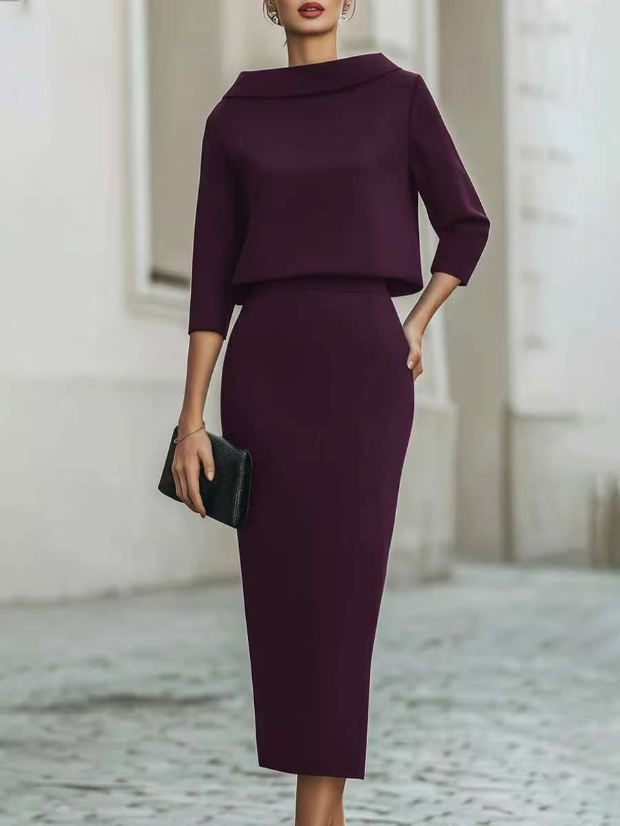 Fashion Urban Commute Bodycon Skirt And Top Two-Piece Set