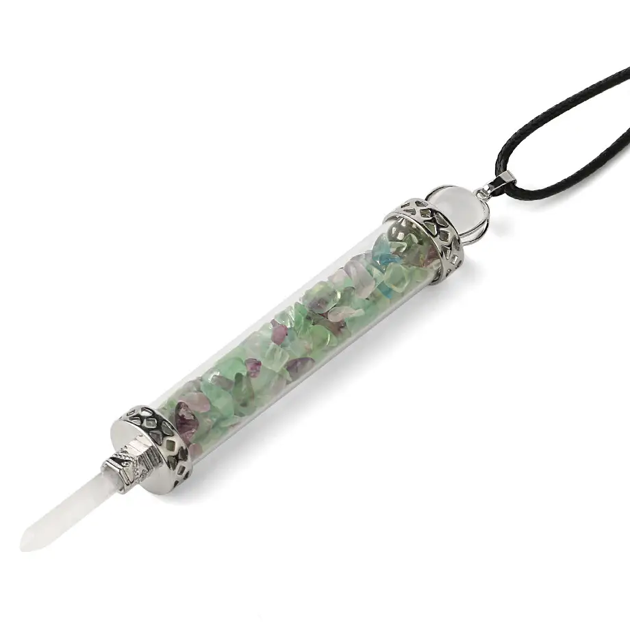 Rhodolite Crushed Stone Wishing Bottle Wing Scepter Jewelry Pendant Crystal Crafts