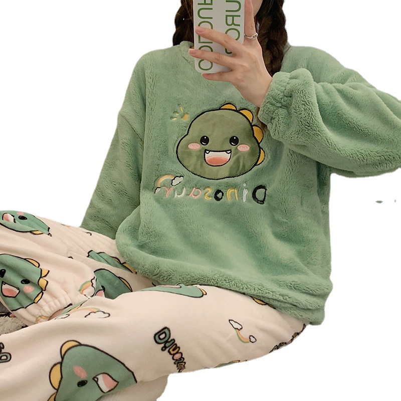 Cute Dino Pjs for Winter with Thick Plush