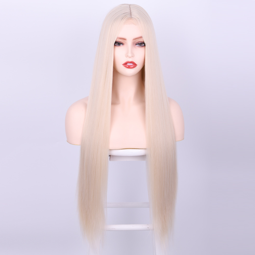 Front Lace Long Straight Hair Chemical Fiber Wig 0809Color - Shop at LoveMi