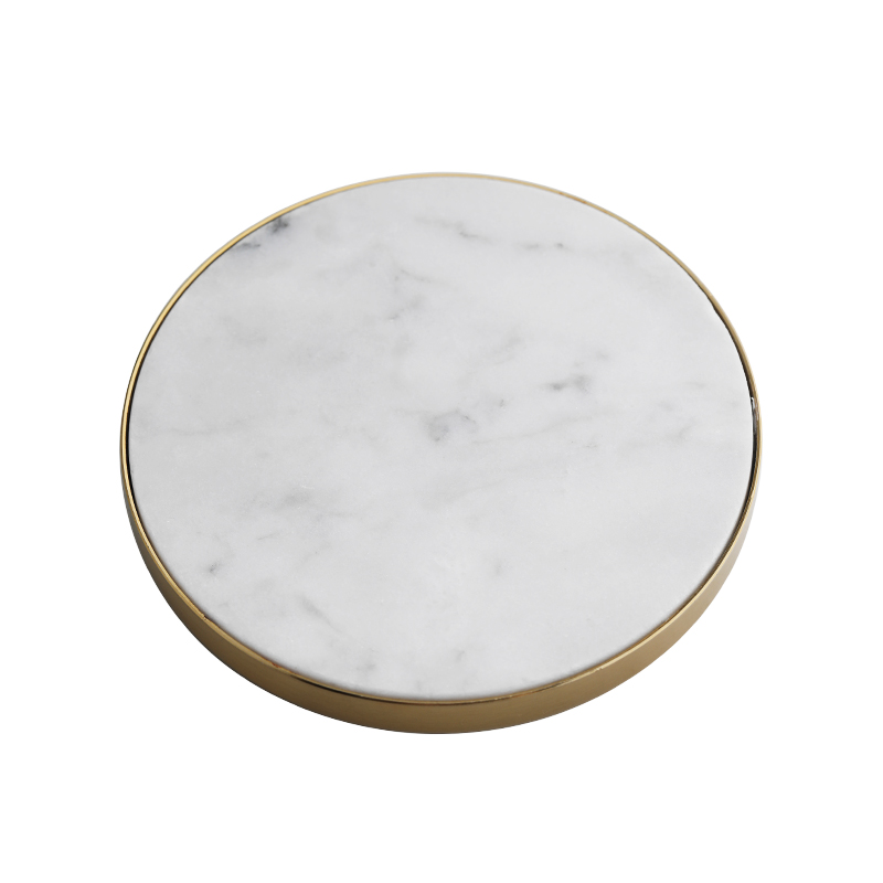 Golden edged marble coaster