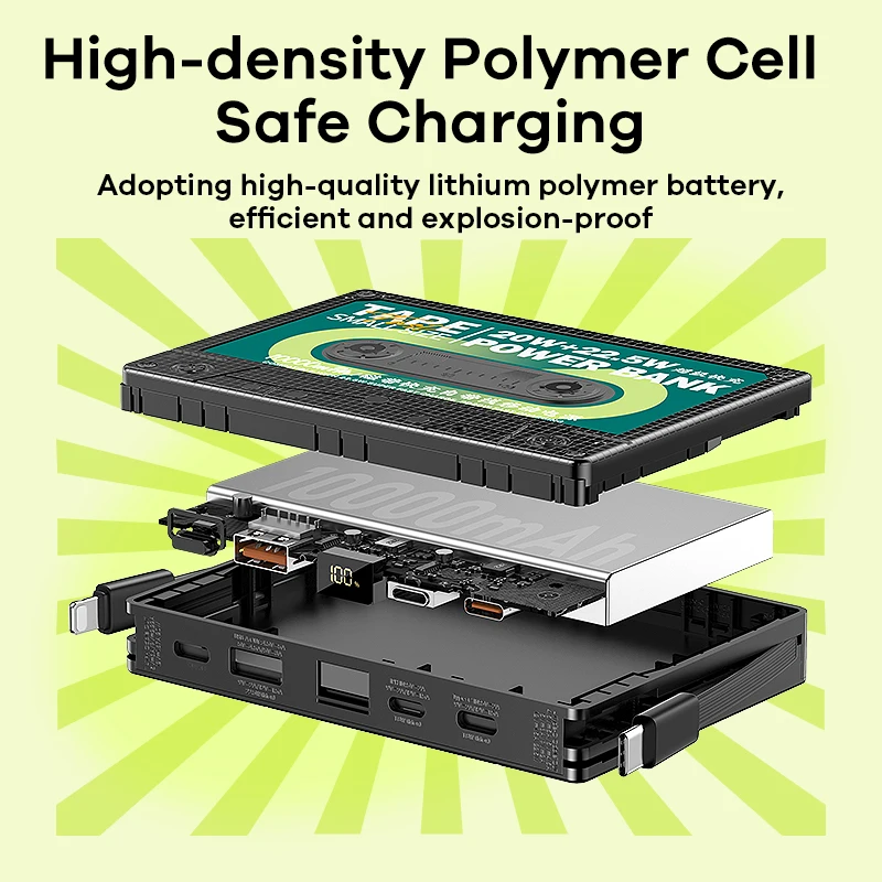 Remax Tape 10 000mAh Power Bank Large Capacity Two-way Fast Mobile Charge Portable Mobile Battery Retro For A Pple H UAWEI