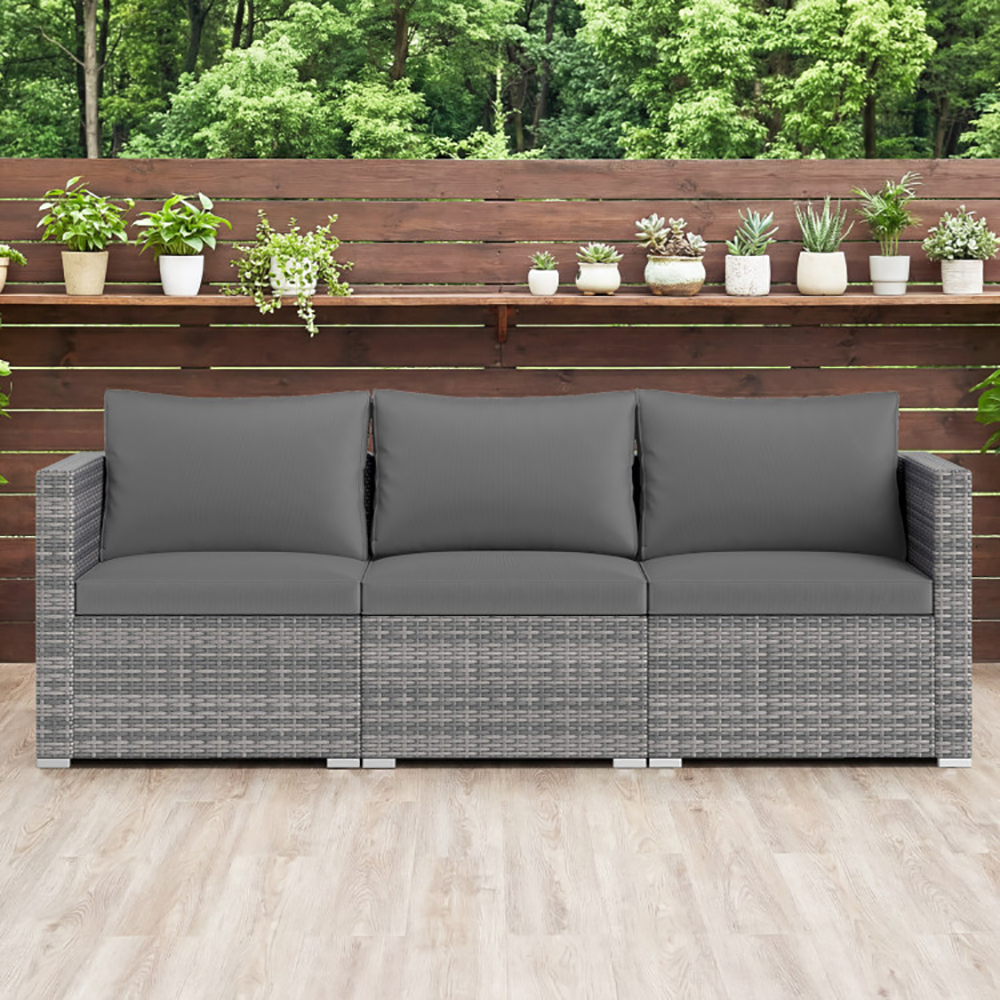 3 Pieces Patio Sectional Sofa Set PE Rattan Modular Couch Furniture Set With Soft Cushions Accommodates Up To 400 Lbs For The Patio, Garden, Poolside And More