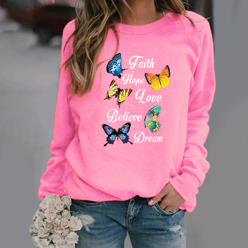 Title 11, Butterfly Print Long-sleeved Round Neck Sweatshirt