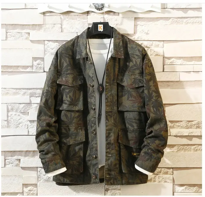 New Mens Camouflage Denim Jacket Coat Man Coats Jaqueta