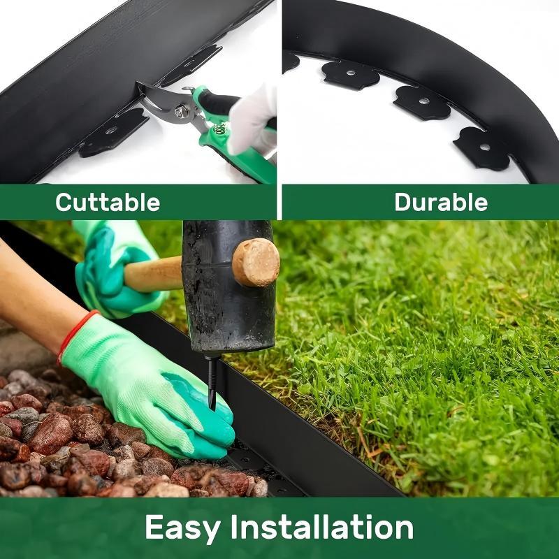Landscape Edging With Anchoring Spikes No-Dig Garden Edging Kit Flexible Plastic Supplies For Flower Beds, Patios, Lawns, Pavers, And Paths 10