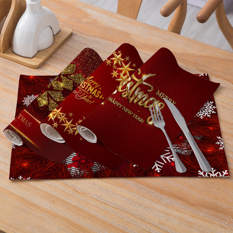 Title 23, Christmas Red Series Cotton And Linen Placemat