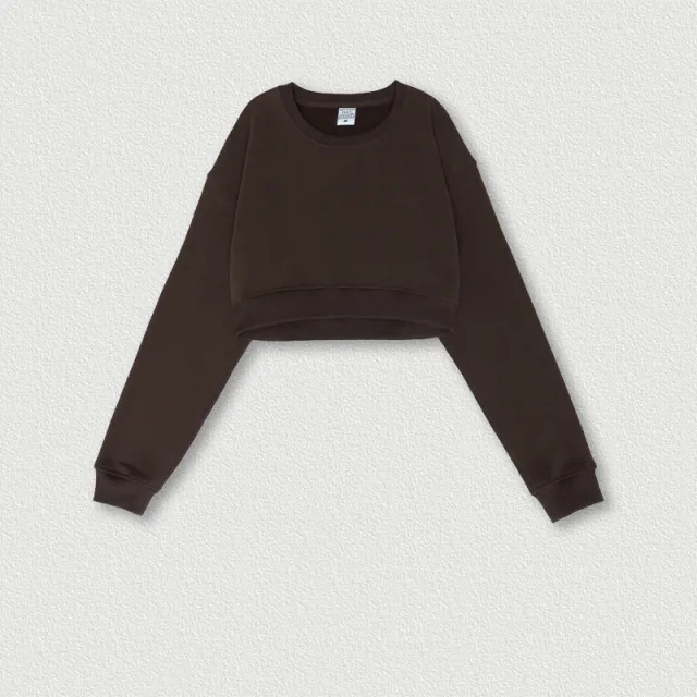 Women's Retro Cropped Navel Short Sweatshirt Coffee - Shop at LoveMi