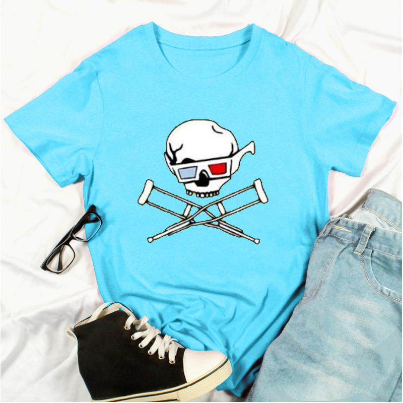 Title 11, New Summer Skull Print Fashion Short-Sleeved T-...