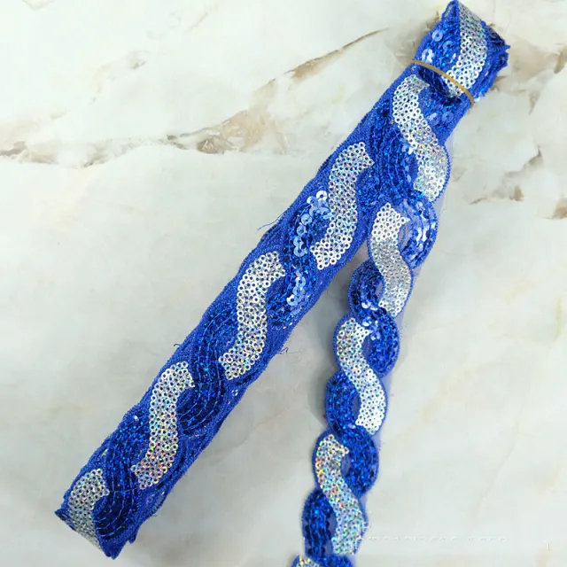 Twist Sequins Lace Clothing Accessories Sapphire Silver - Shop at LoveMi