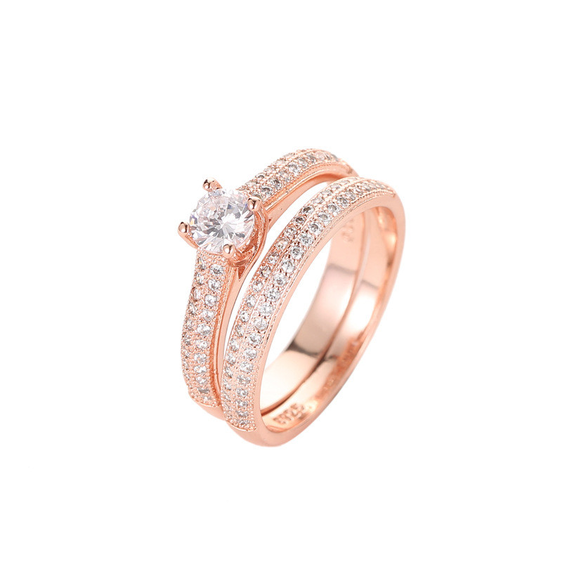 Exquisite Two-piece Zircon Ring Classic Wedding Ring