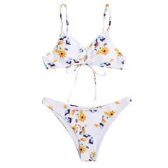 Contrast Floral Print Bikini Europe And America - Floral - View 1