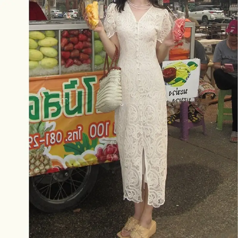 Women's French Romantic Waist Wrapping Slim Dress