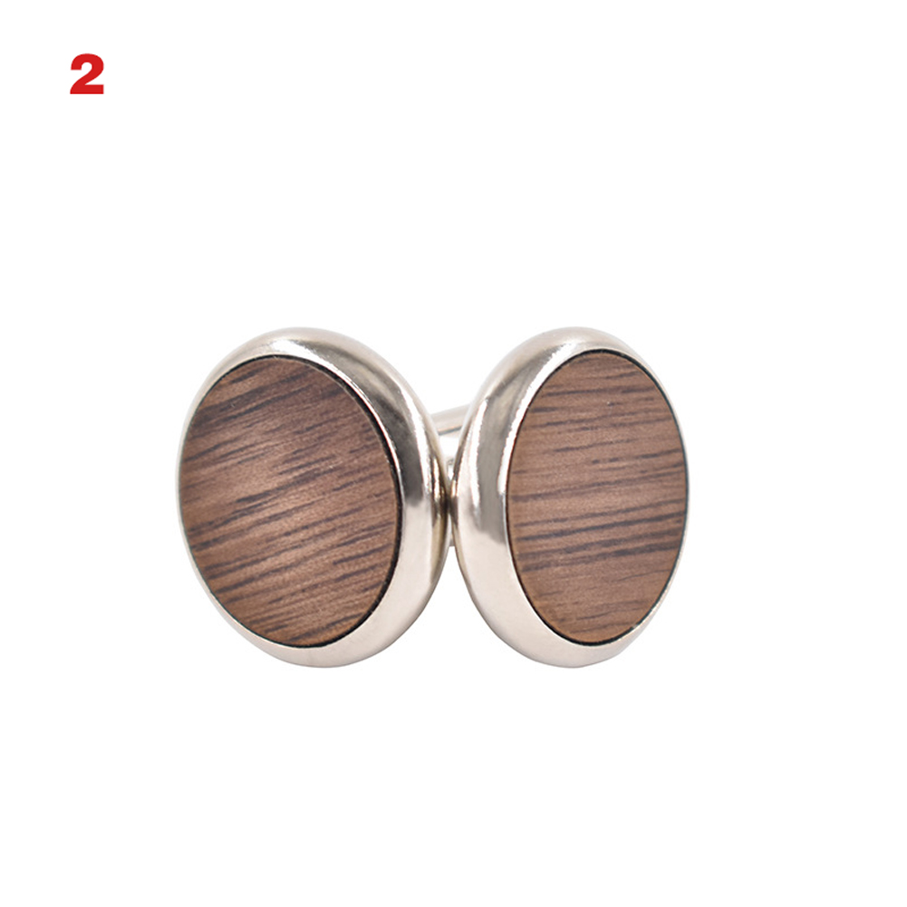 Round Cufflinks Solid Wood American Black Walnut Made Wooden Cuffs French Cufflinks — foto 5