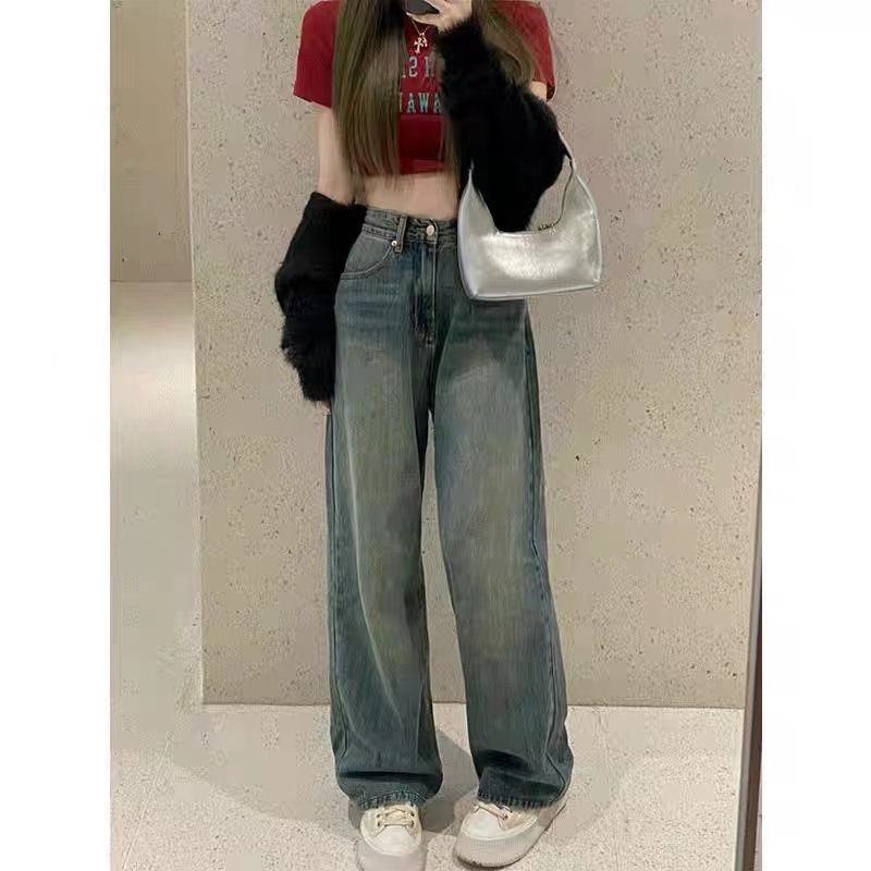 Title 1, High Waist Wide Leg Pants Straight Jeans. Stijl...