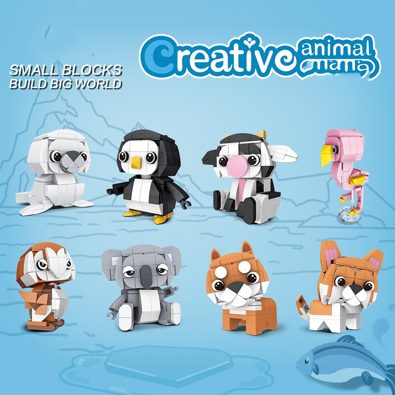 Creative Animal 8 Koala Corgi And Shiba Inu Cute Suit Children Assembling Building Blocks Toys