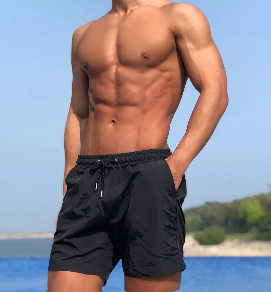 Men's Mid-waist Linerless Cotton Fitness Three-point Pants